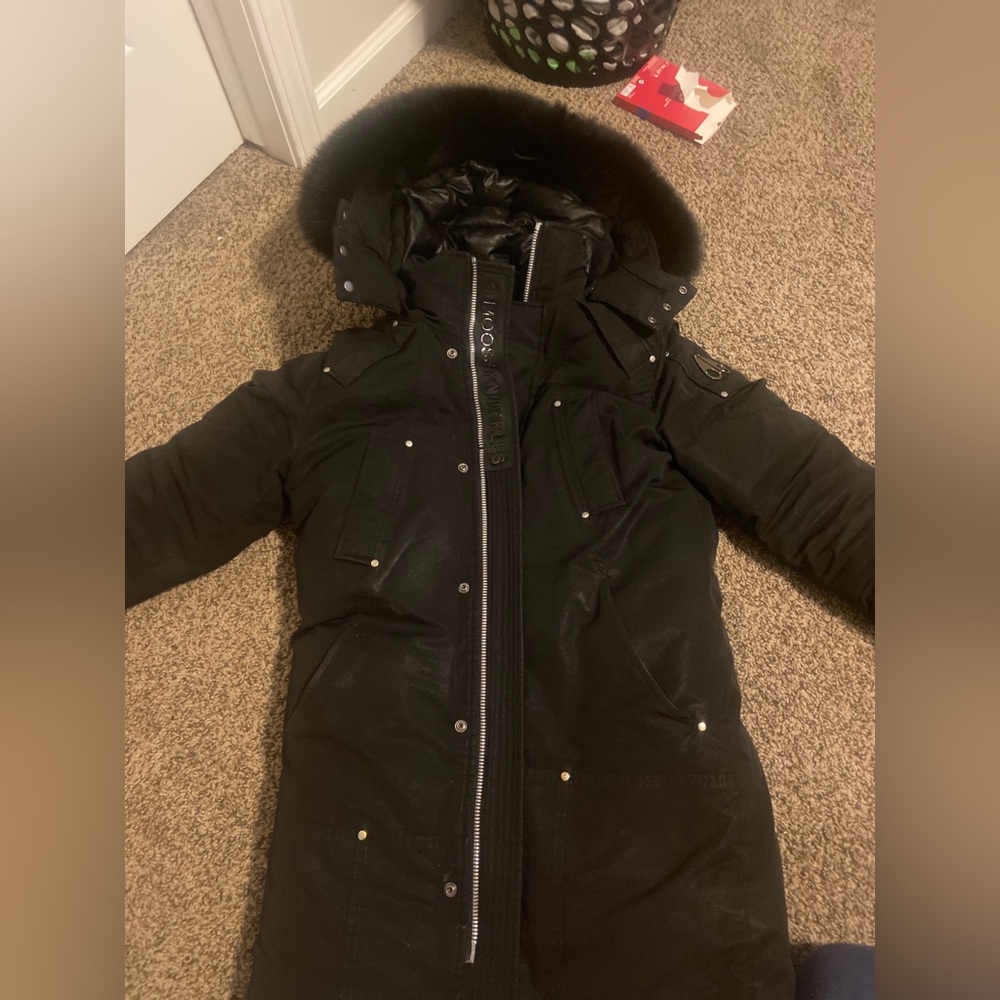 Moose Knuckles Men Stirling Parka black on black fur Size S can fit medium also!